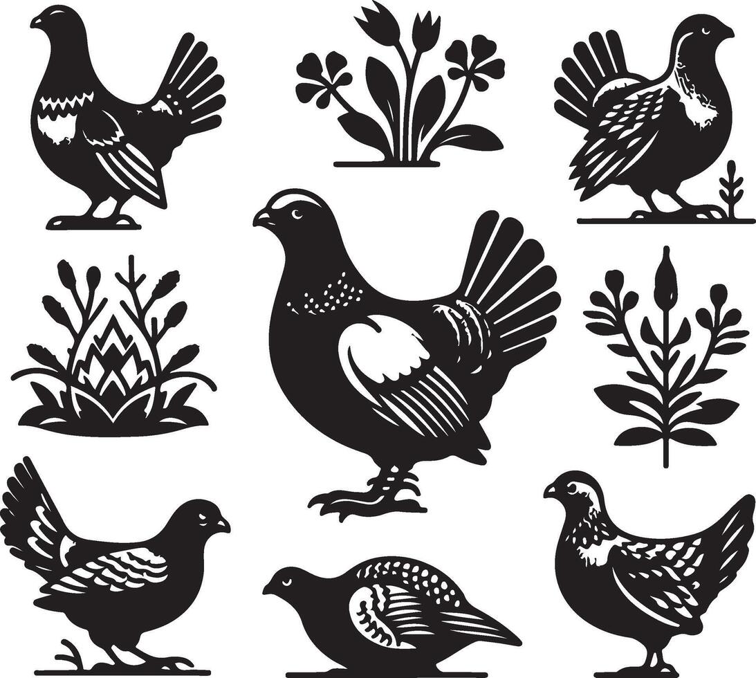 grouse bundle illustration black vector