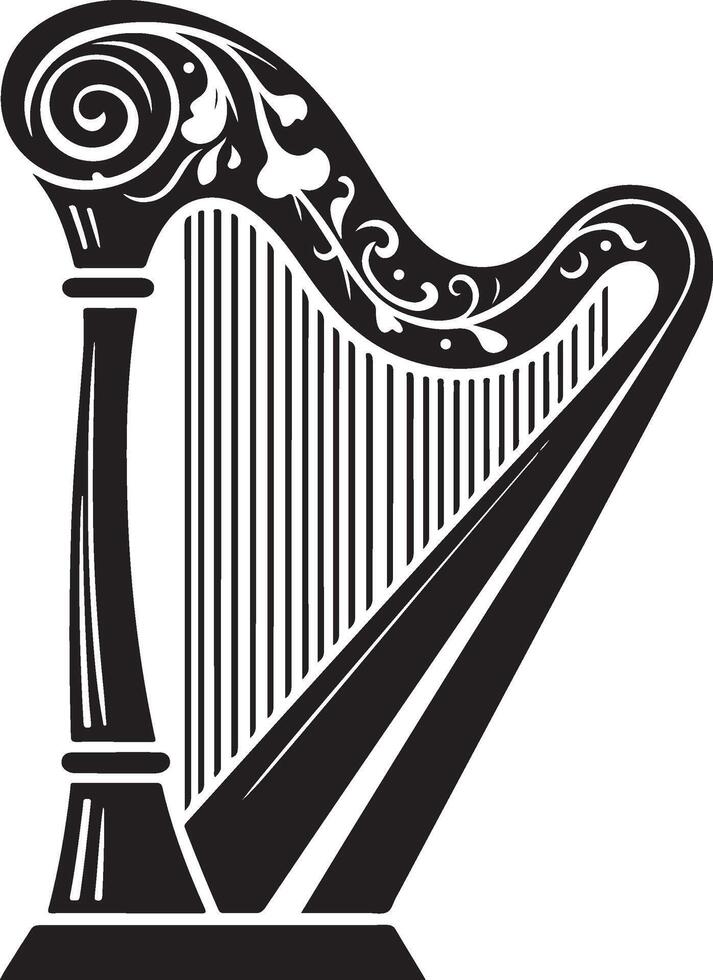 harp silhouette illustration black vector