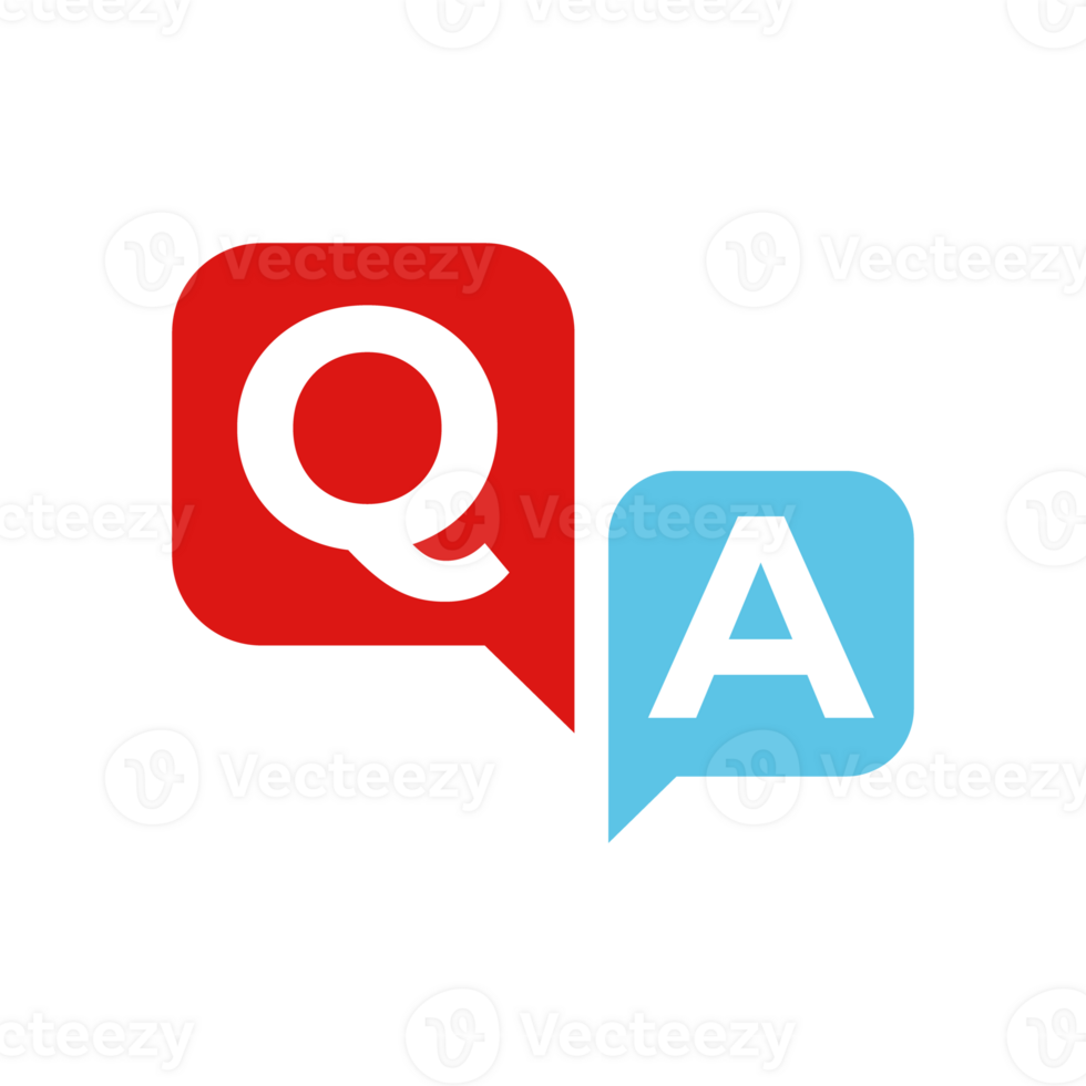 questions and answers icon. Speech bubbles for overlapping Q and A messages. FAQ ideas to solve problems. png