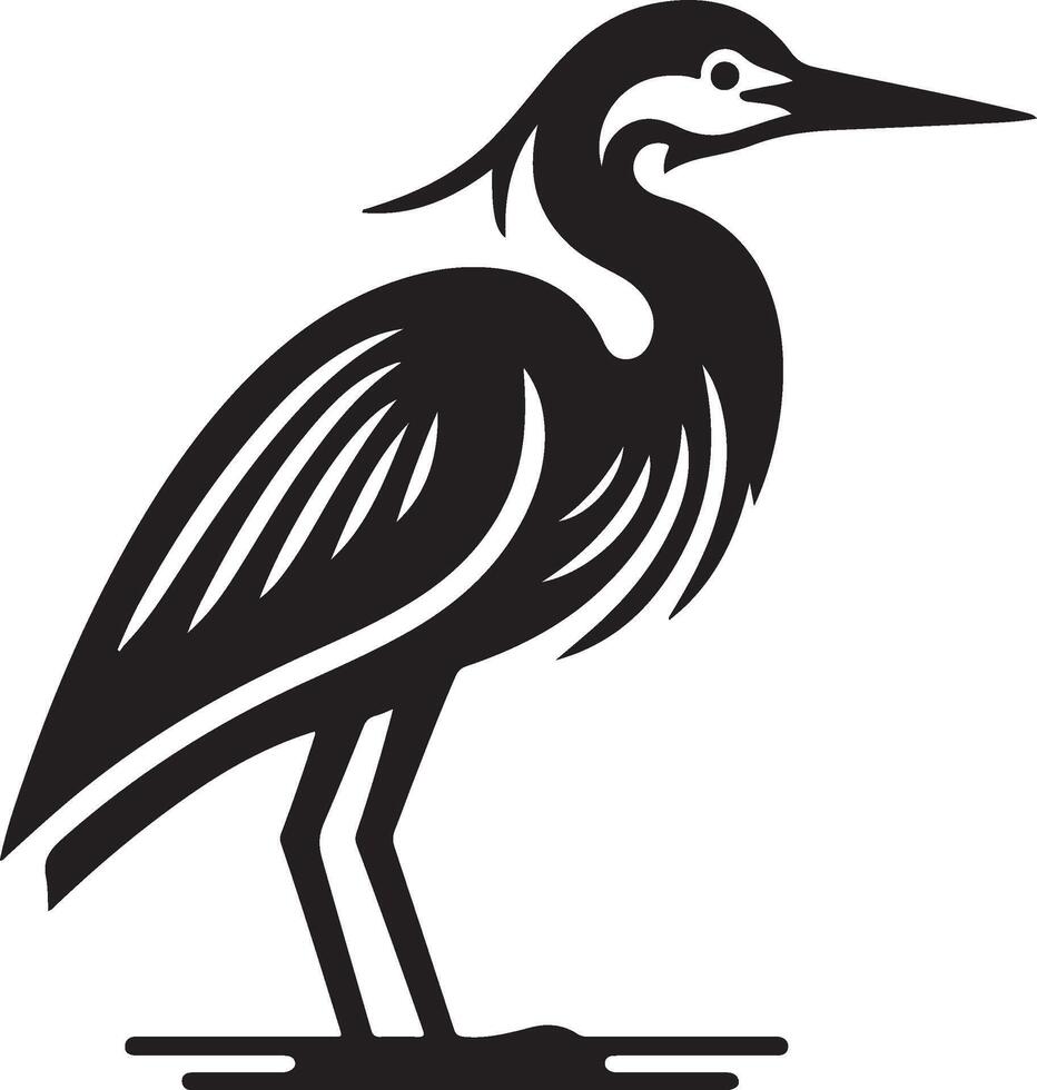 heron bird illustration black vector