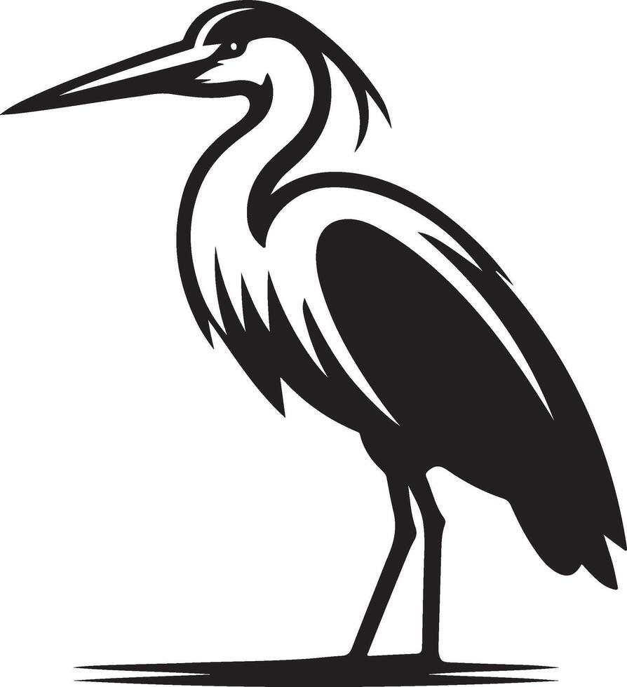 heron bird illustration black vector