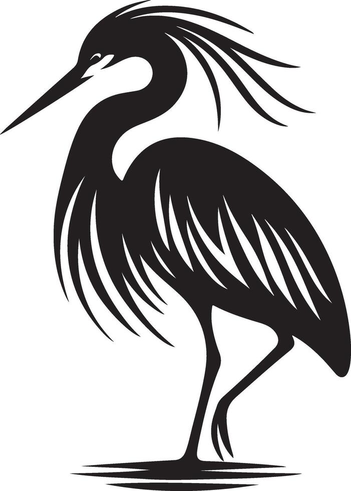 heron bird illustration black vector
