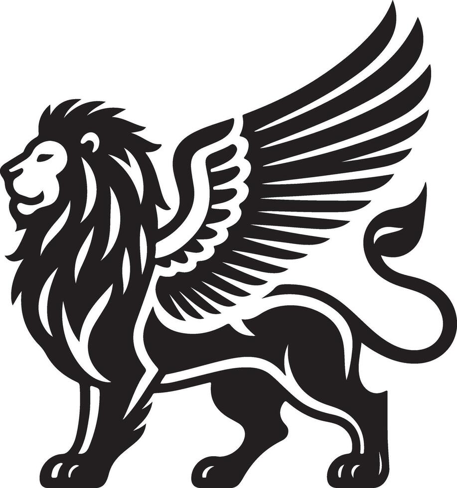 winged lion art illustration vector