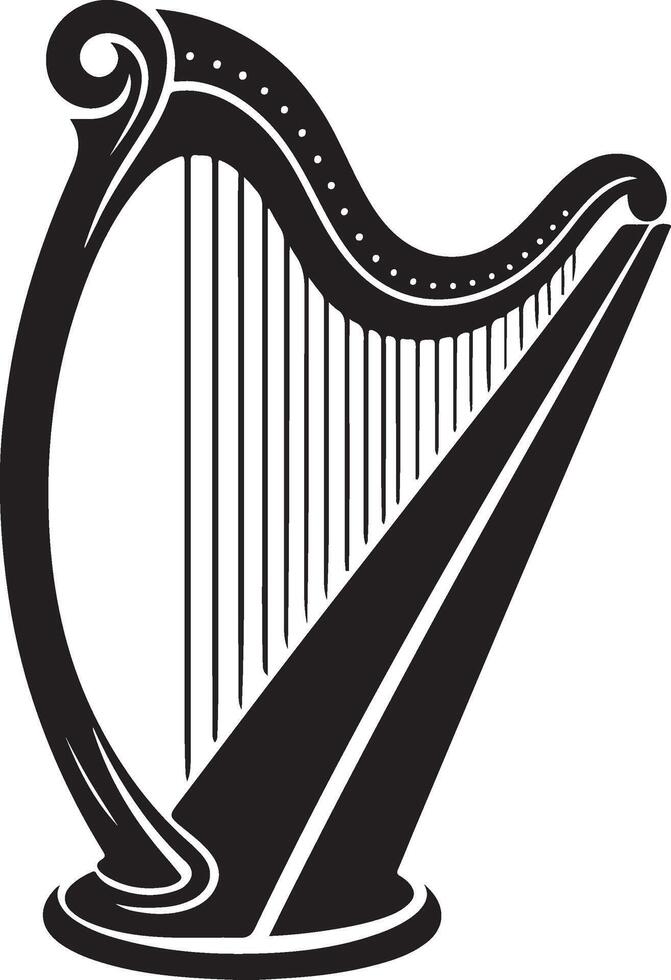 harp silhouette illustration black vector