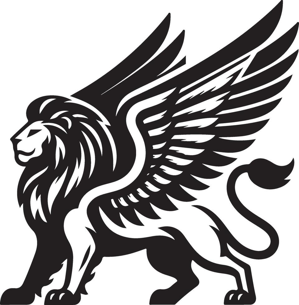 winged lion art illustration vector