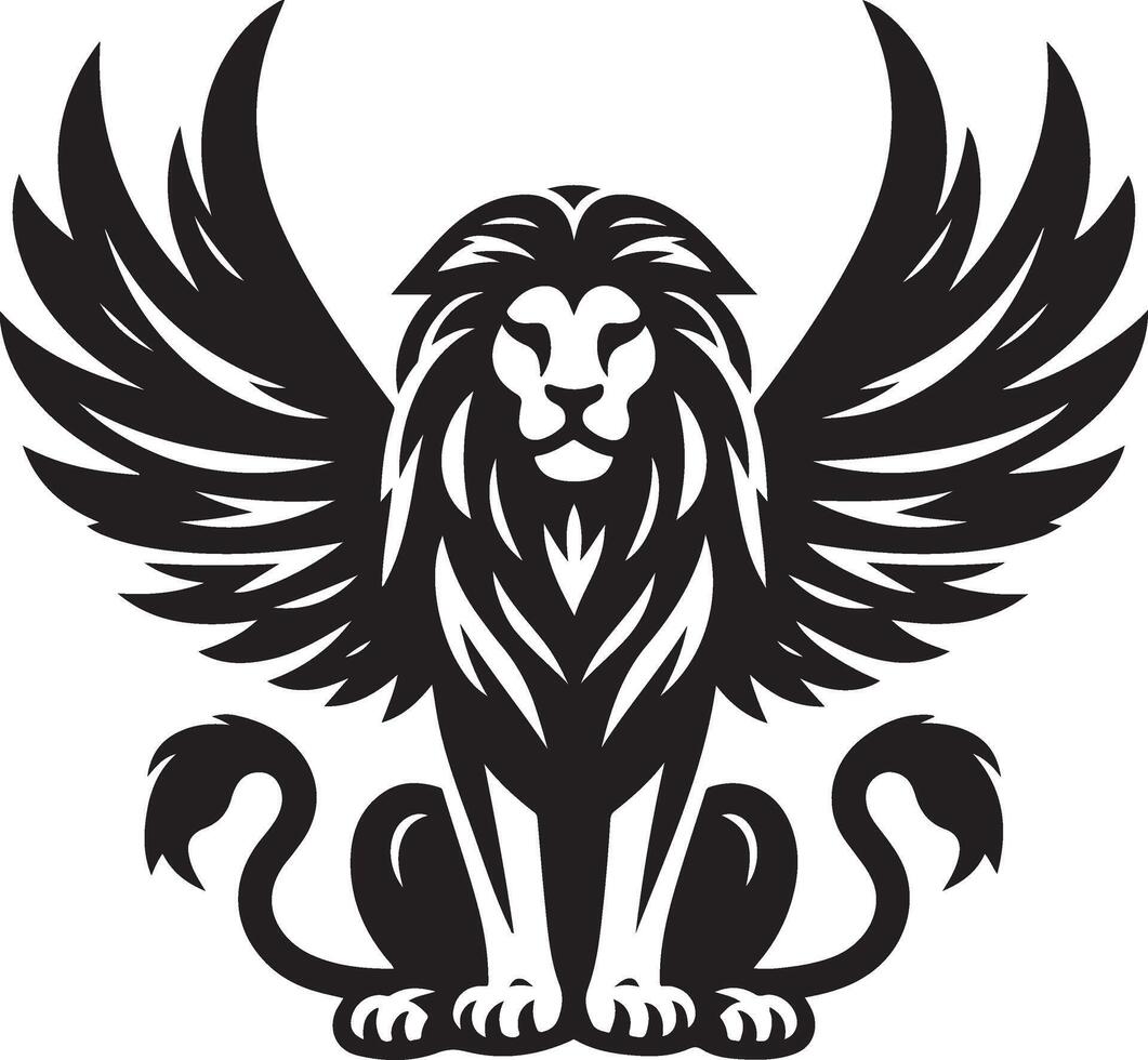 winged lion art illustration vector