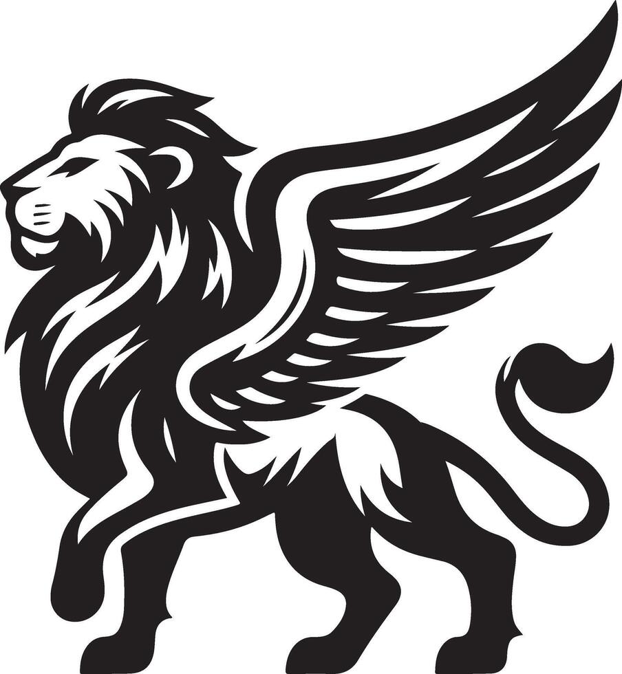 winged lion art illustration vector