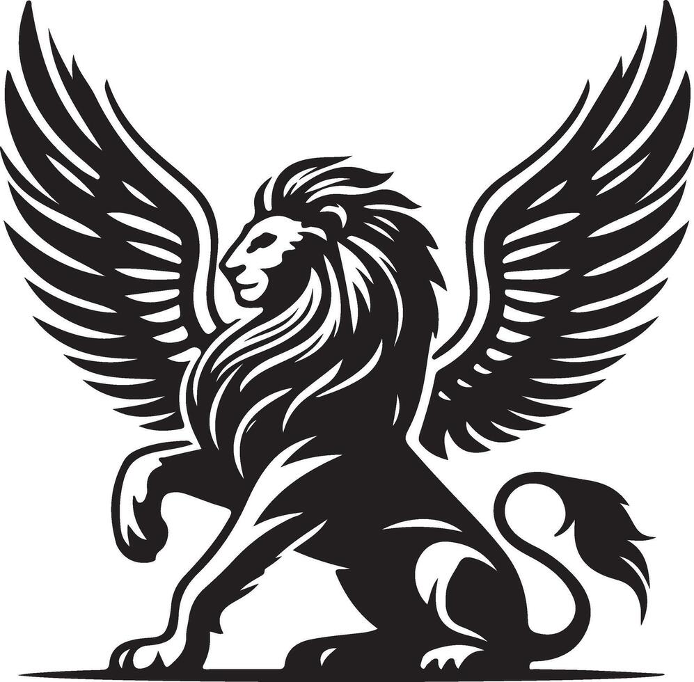winged lion art illustration vector