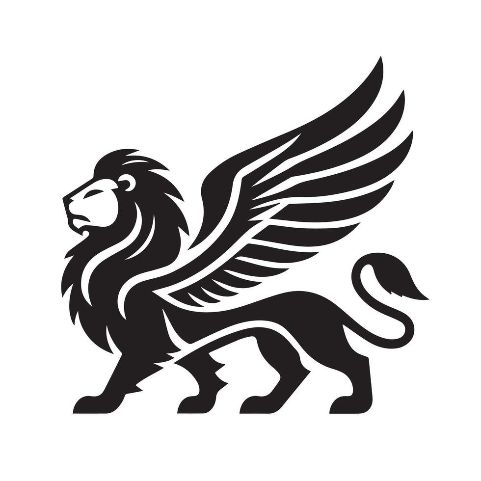 winged lion art illustration vector