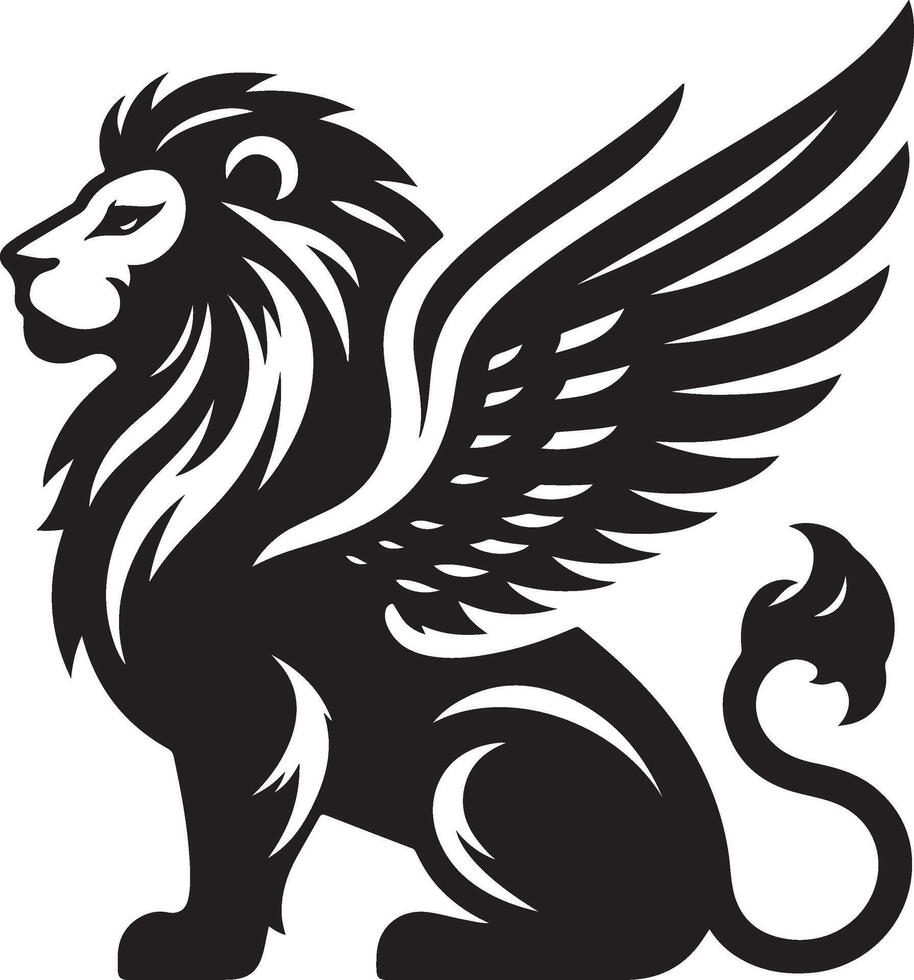 winged lion art illustration vector