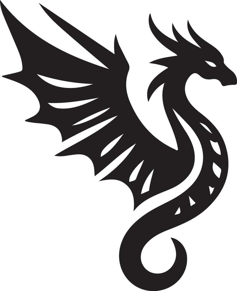 Dragon black and white silhouette illustration vector