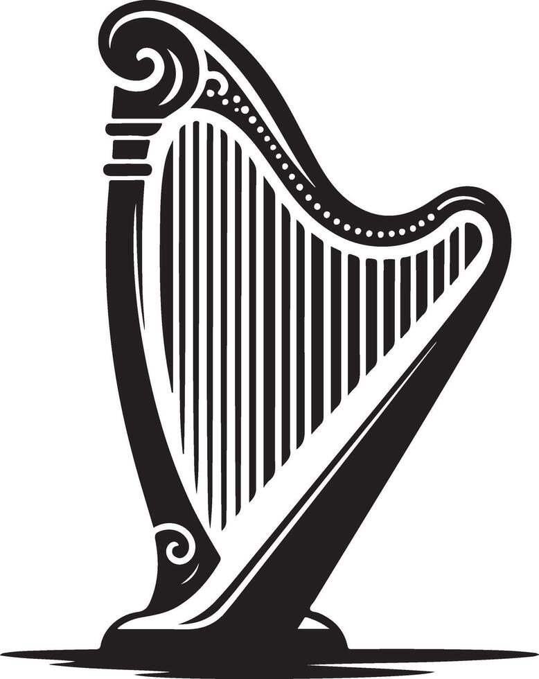 harp silhouette illustration black vector