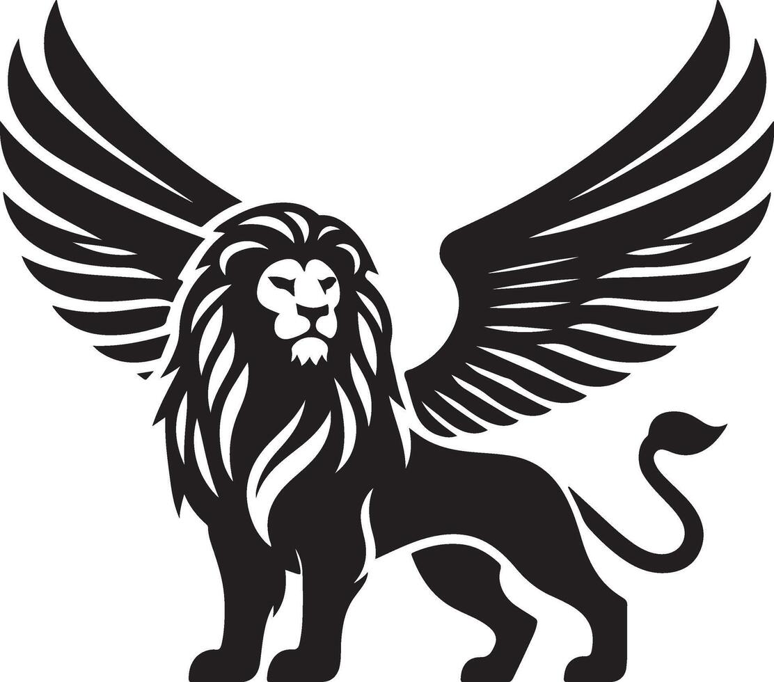 winged lion art illustration vector