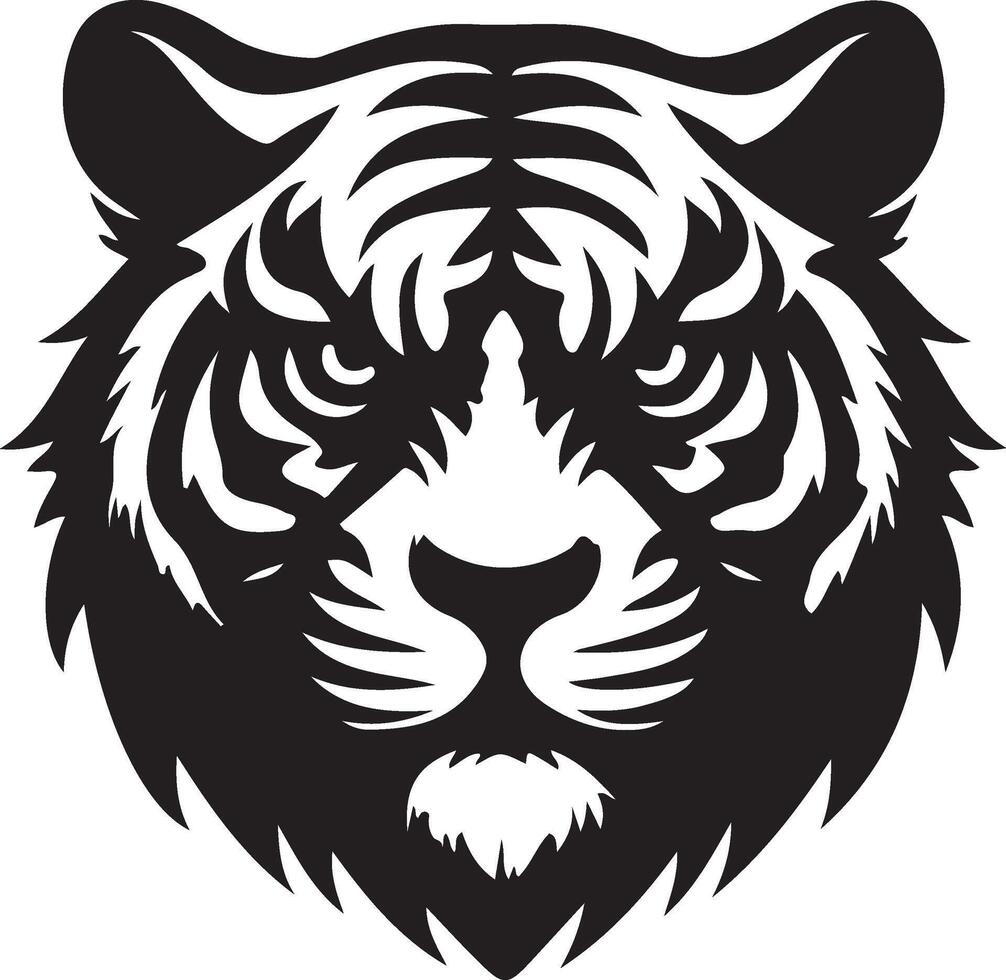 angry tiger face Illustration black vector