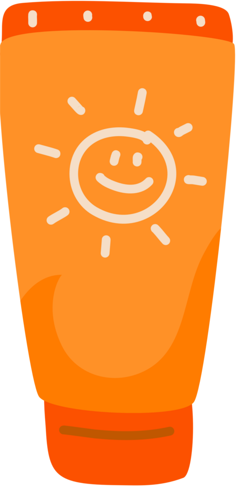 Flat illustration Orange tube sunscreen png
