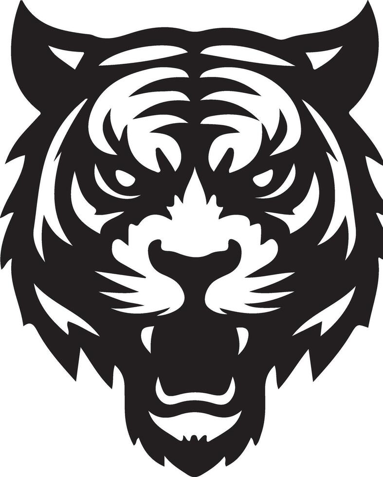 angry tiger face Illustration black vector
