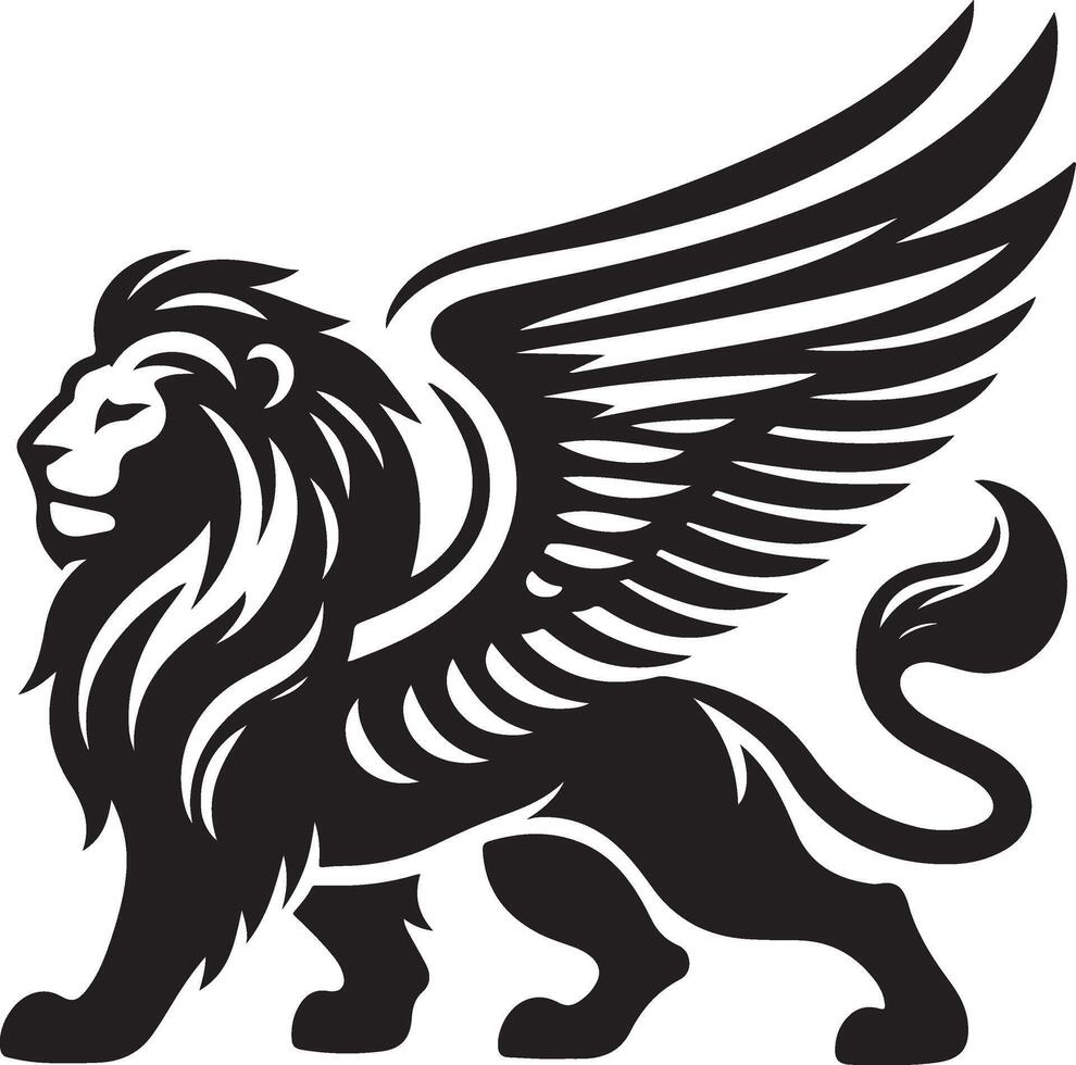 winged lion art illustration vector
