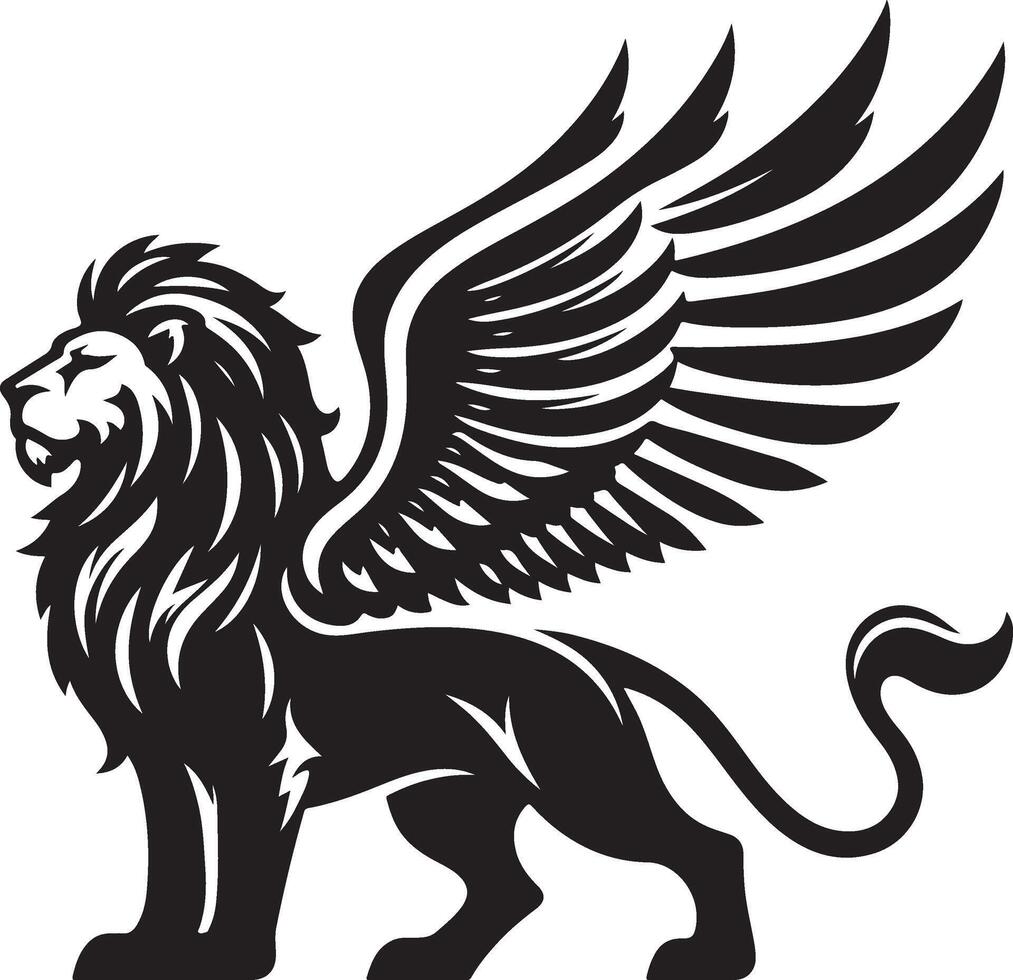 winged lion art illustration vector