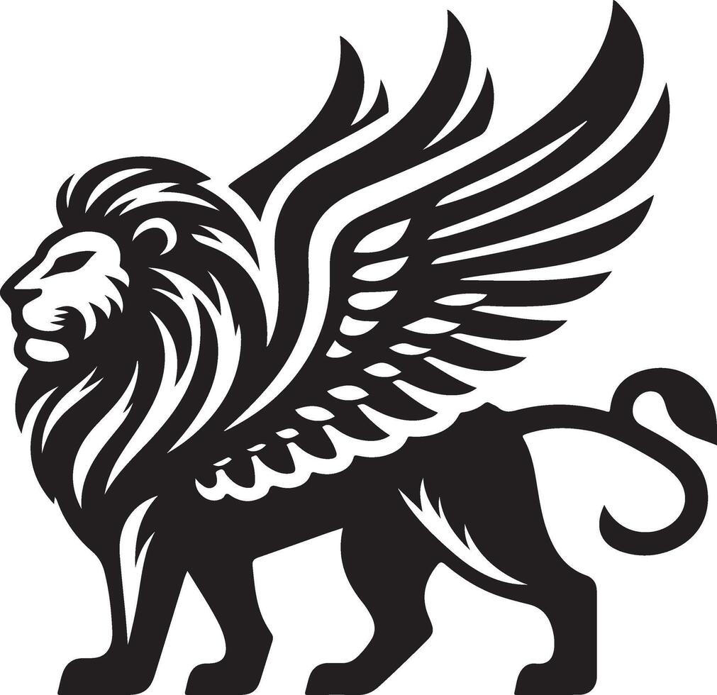 winged lion art illustration vector