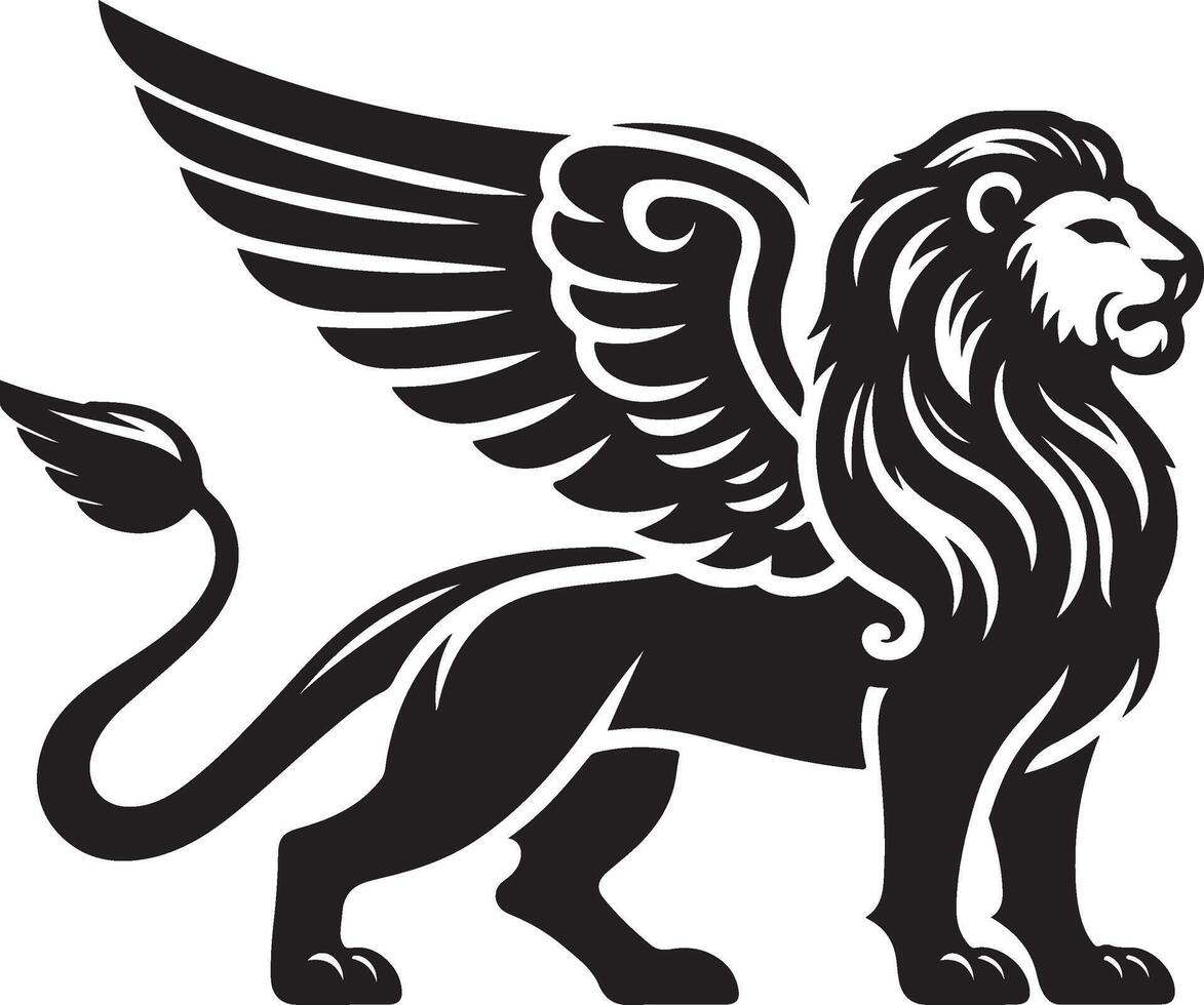 winged lion art illustration vector