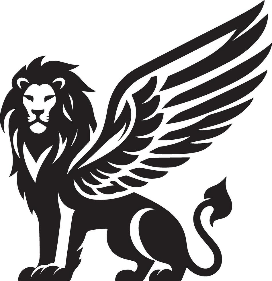 winged lion art illustration vector