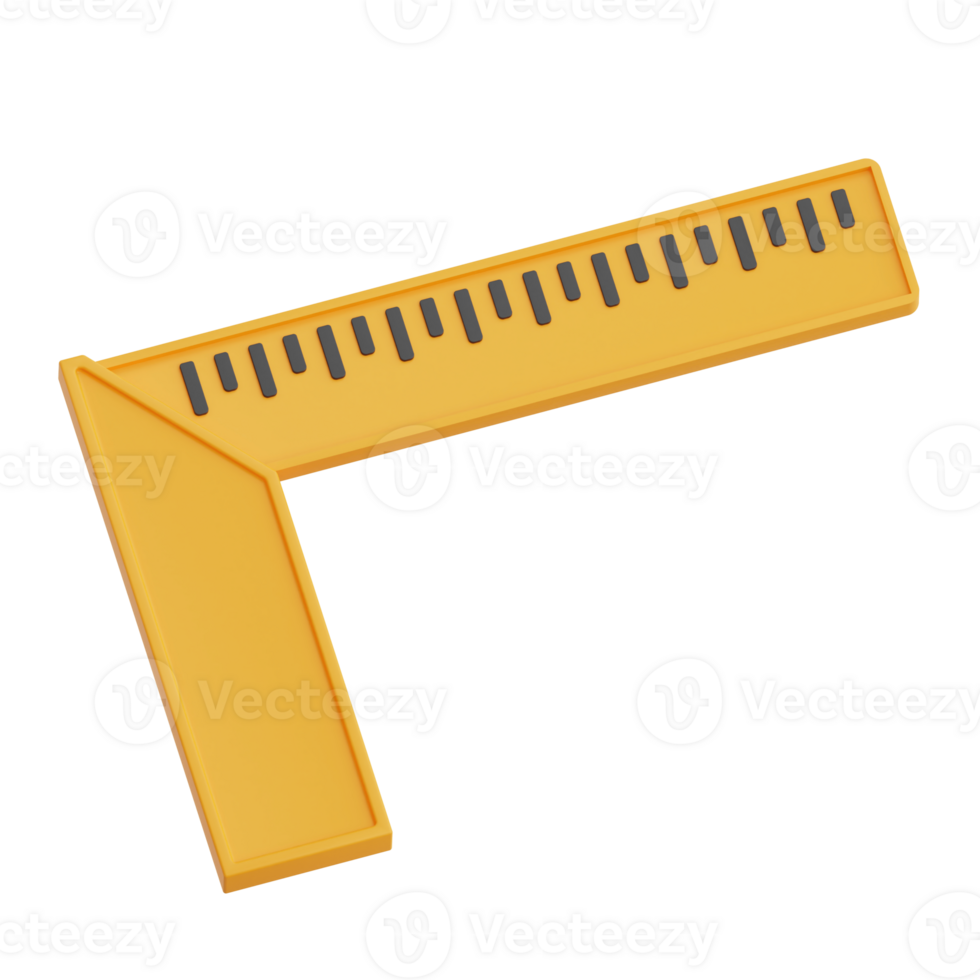 3D Render Angle Ruler Icon Illustration. Isolated on Transparent background png