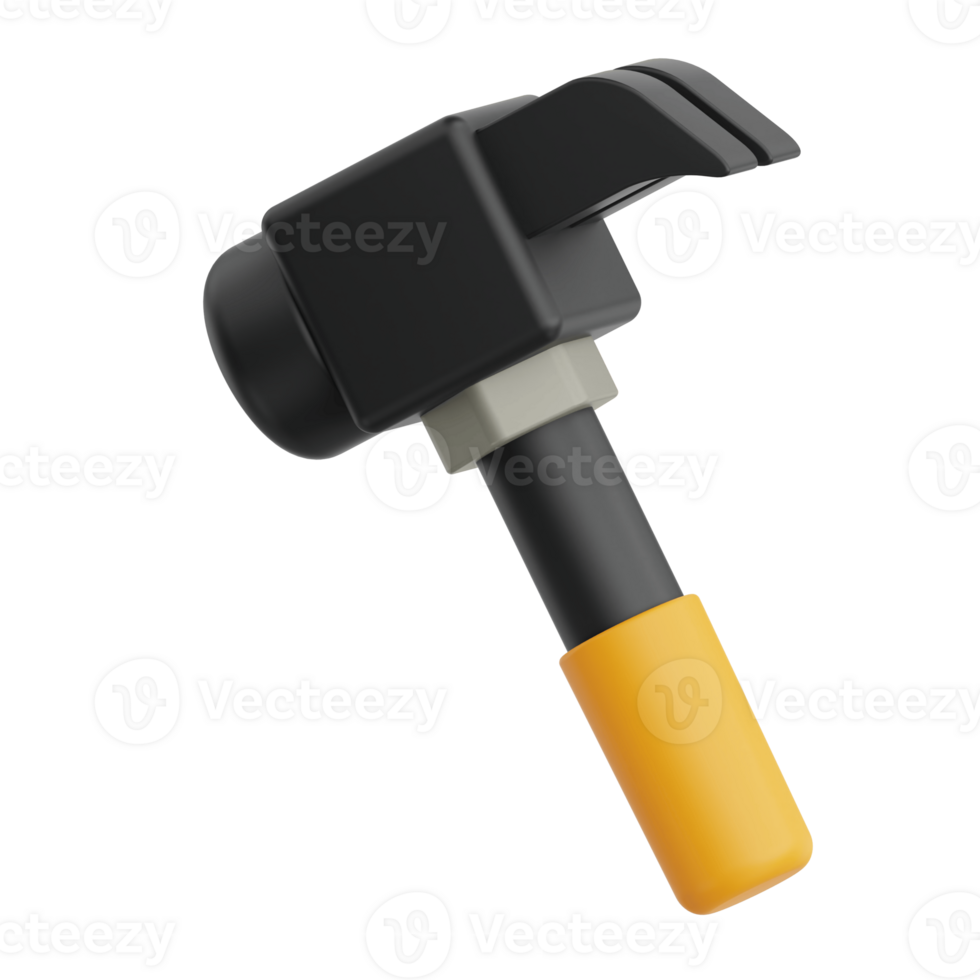 3D Render Hammer Icon Illustration. Isolated on Transparent background png
