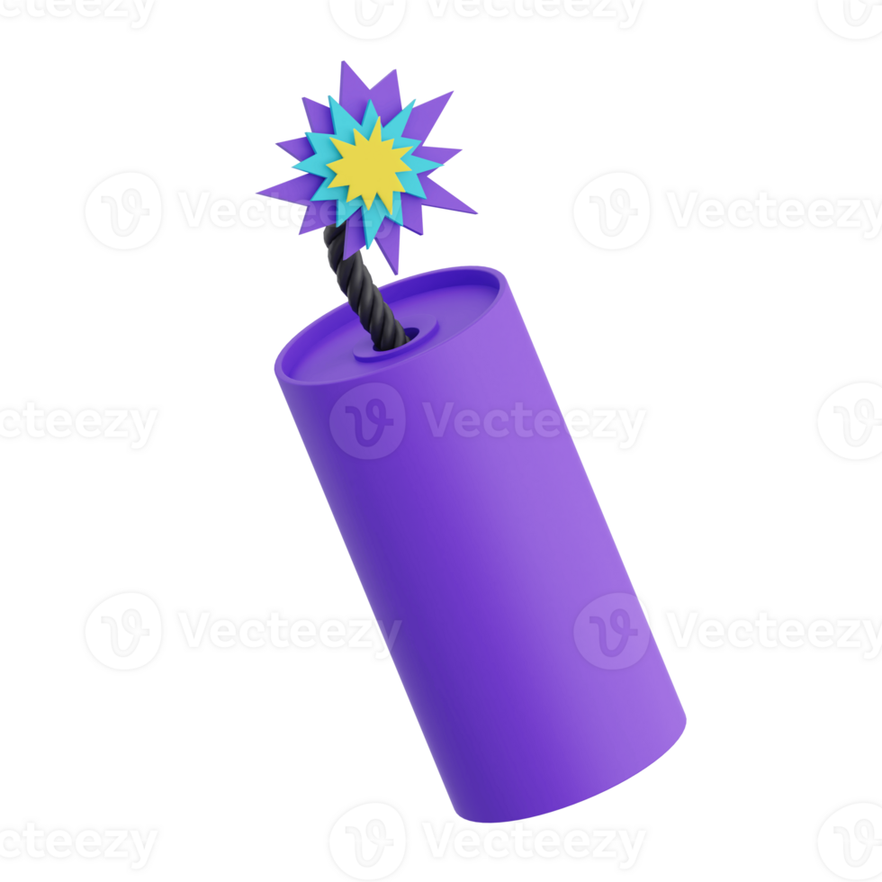 3D Render Firecracker Icon Illustration. Isolated on Transparent background png