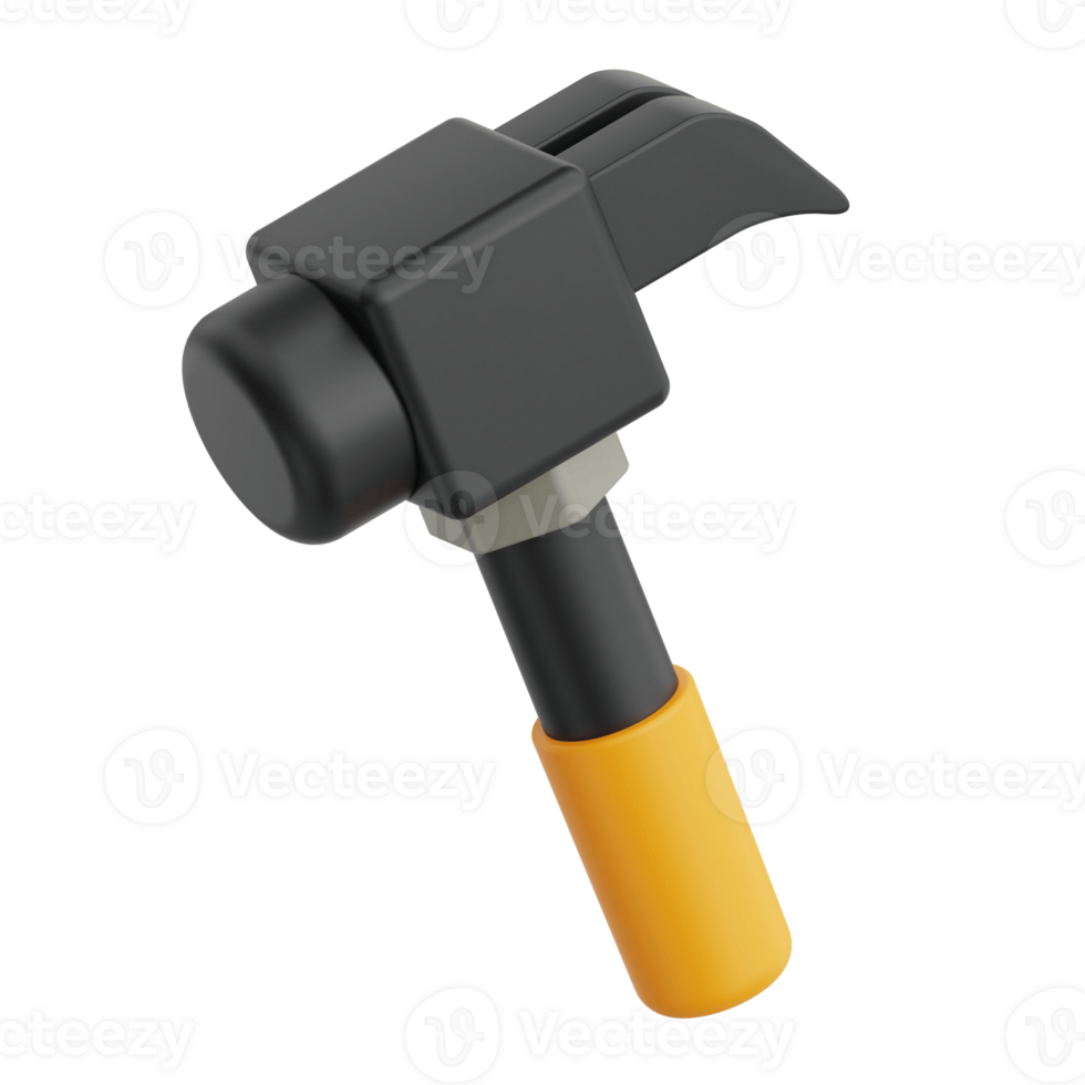 3D Render Hammer Icon Illustration. Isolated on Transparent background png