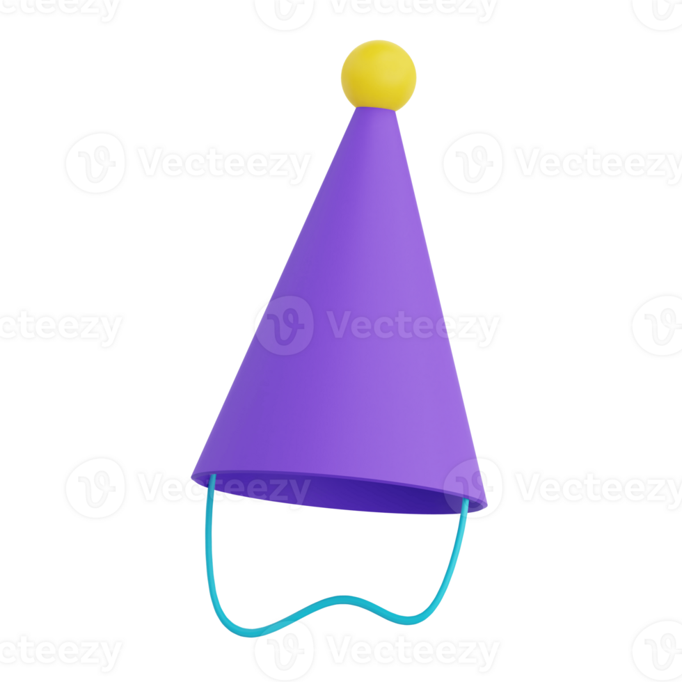 3D Render Party Hat Icon Illustration. Isolated on Transparent background png