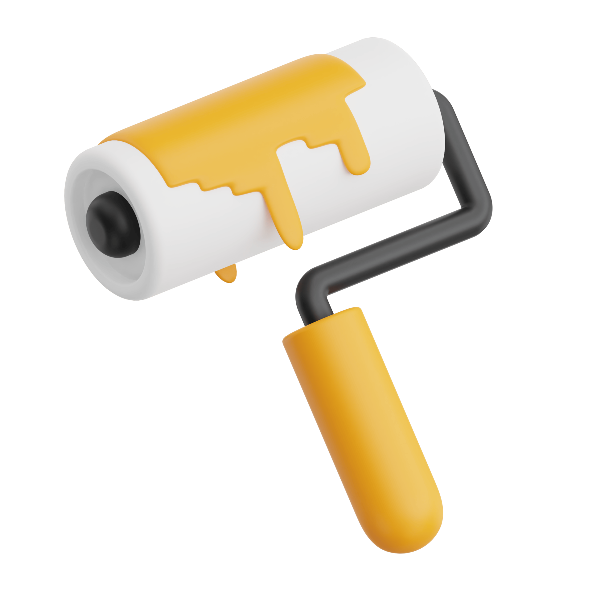3D Render Paint Roller Icon Illustration. Isolated on Transparent