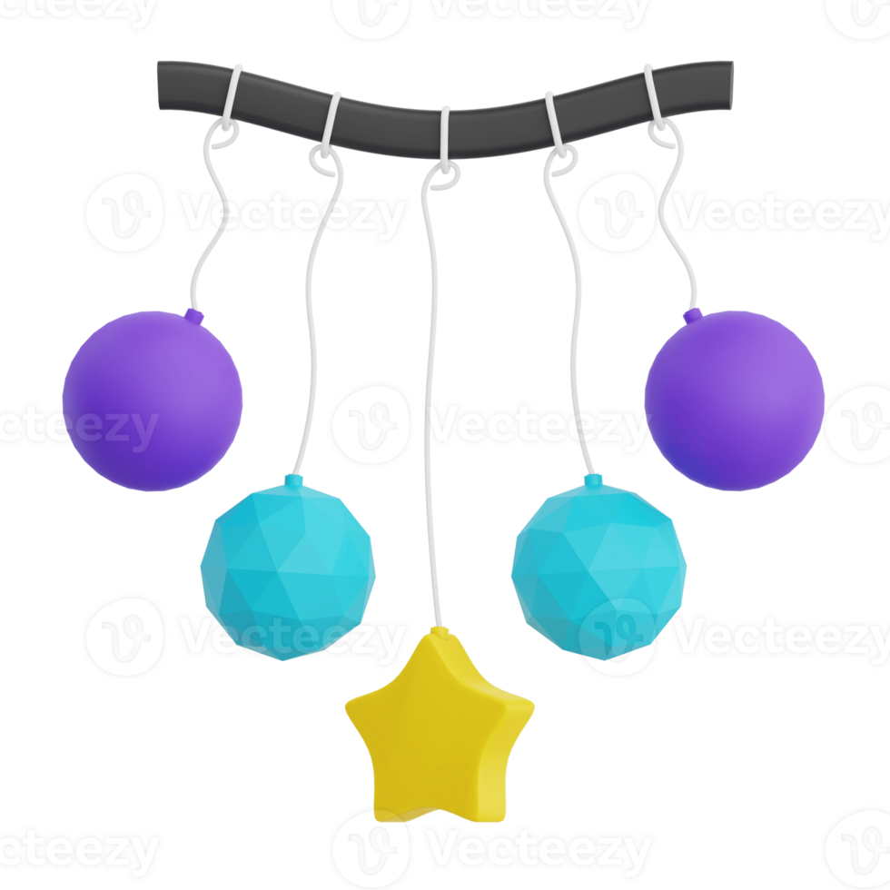 3D Render Ball Decoration Icon Illustration. Isolated on Transparent background png