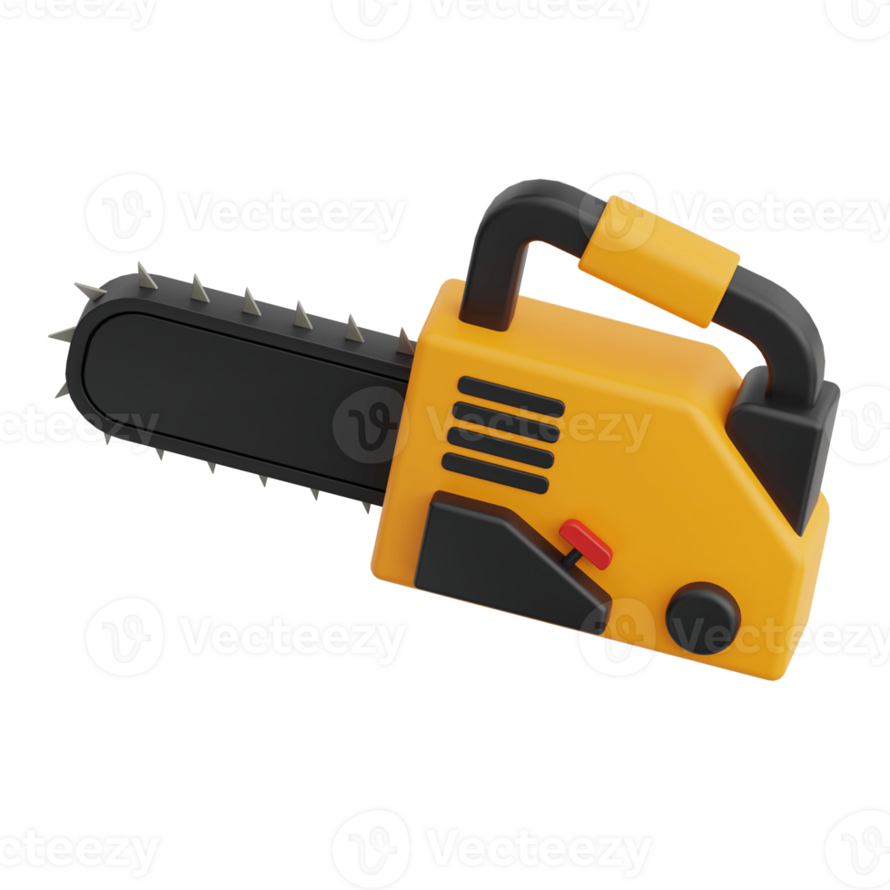3D Render Chainsaw Icon Illustration. Isolated on Transparent background png