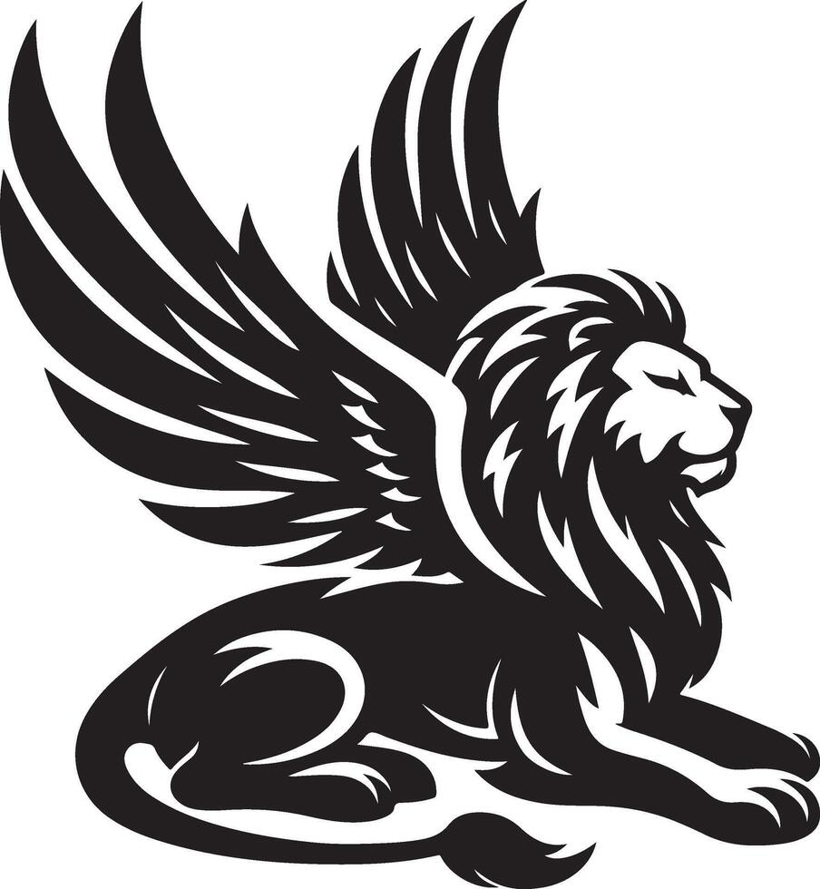 winged lion art illustration vector