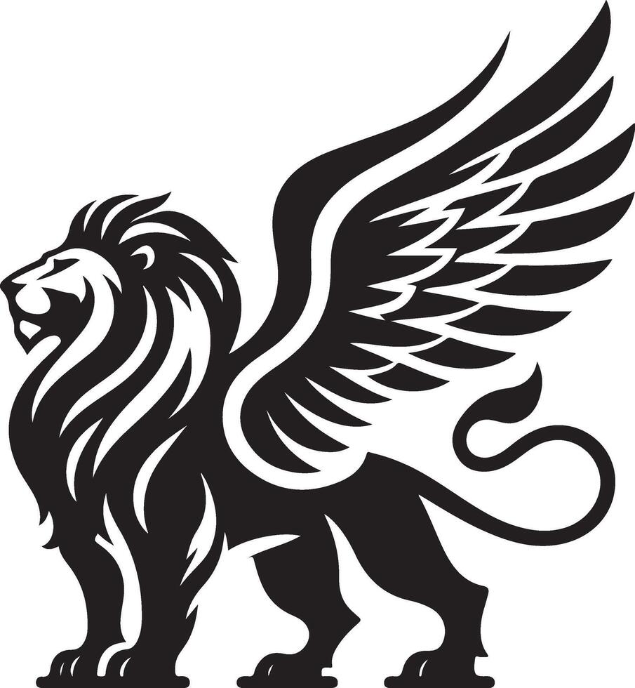 winged lion art illustration vector