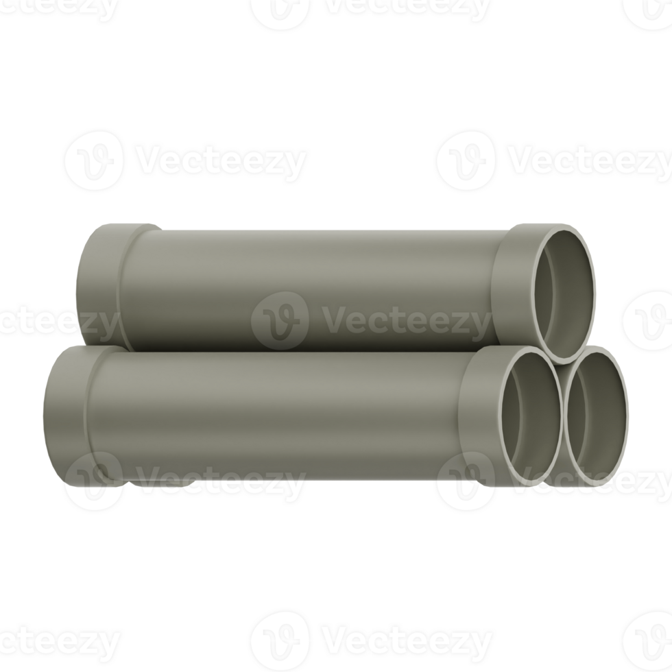 3D Render Construction Pipe Icon Illustration. Isolated on Transparent background png