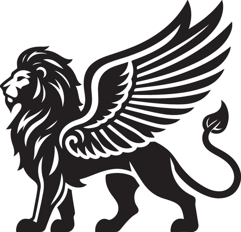 winged lion art illustration vector