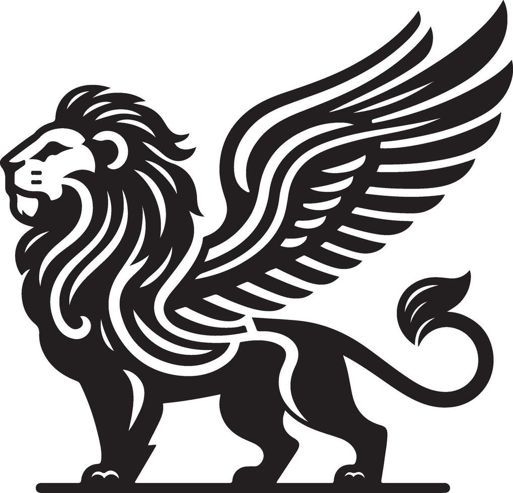 winged lion art illustration vector