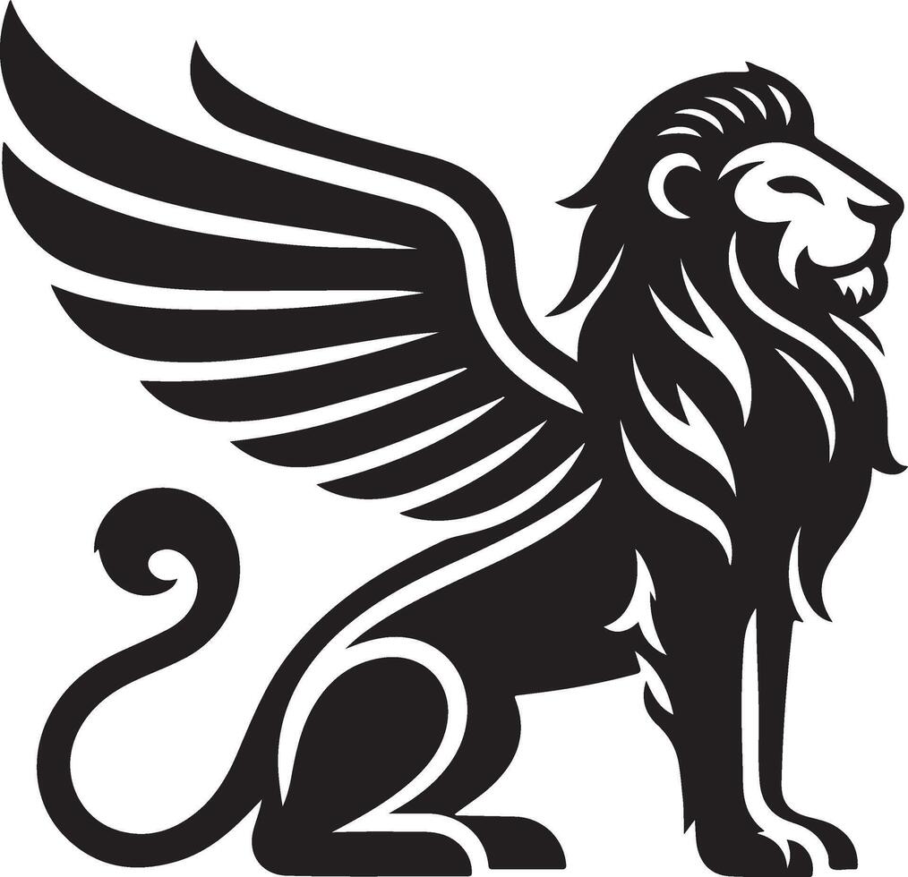 winged lion art illustration vector