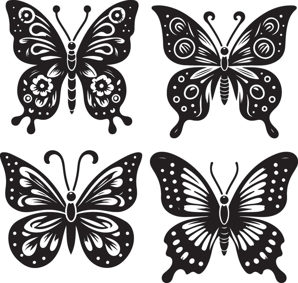 Set of Butterfly illustration vector