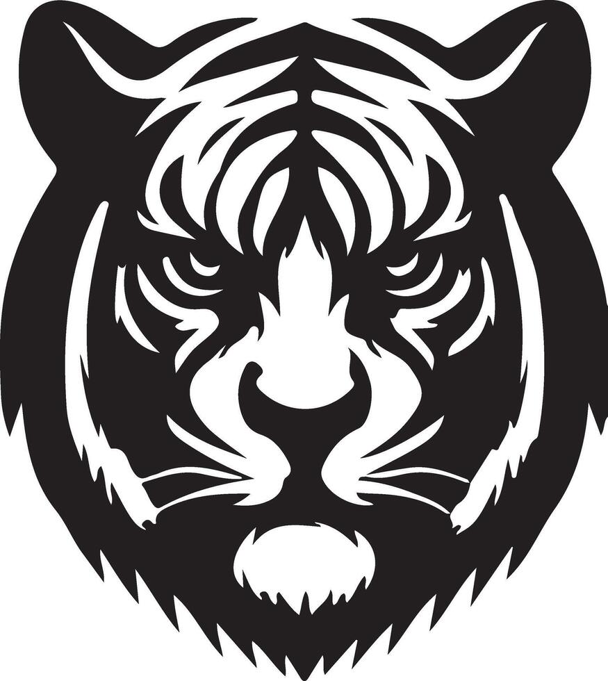 angry tiger face Illustration black vector