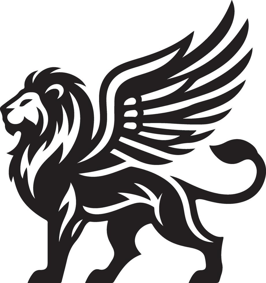 winged lion art illustration vector