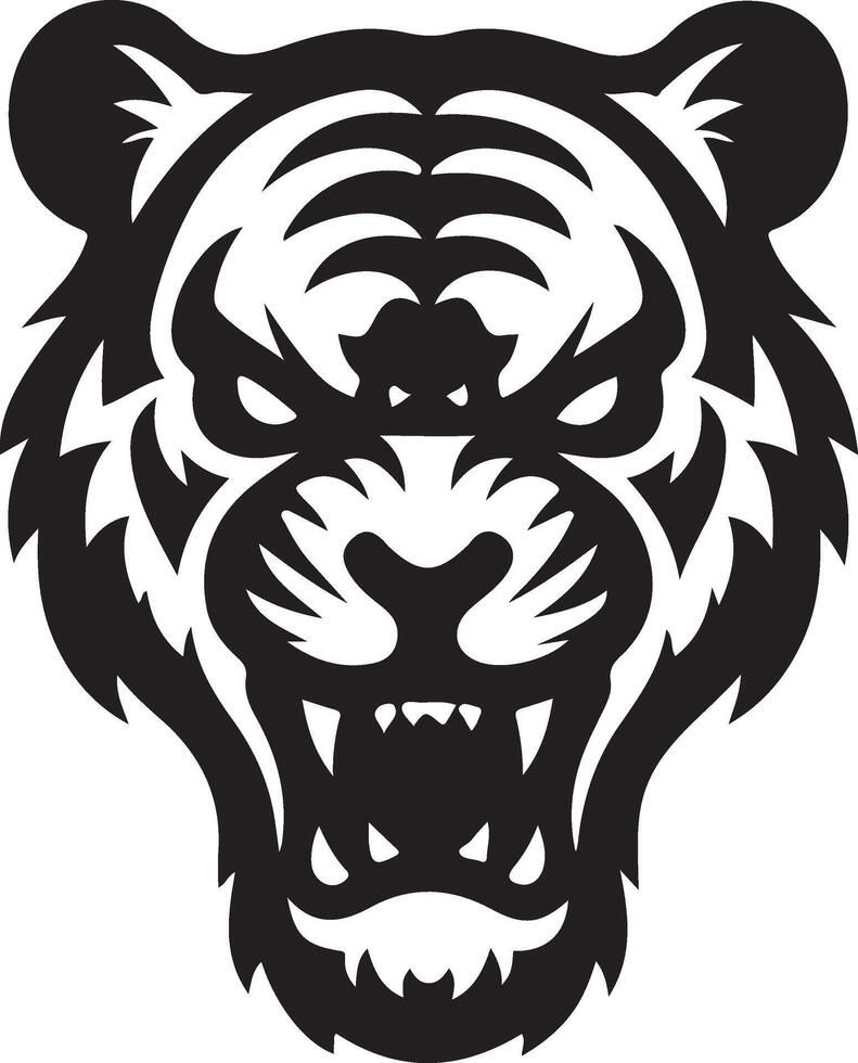 angry tiger face Illustration black vector