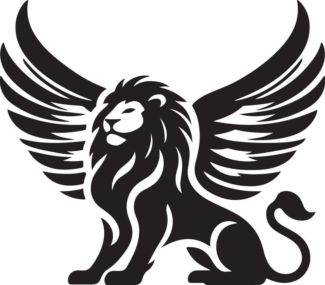 winged lion art illustration vector