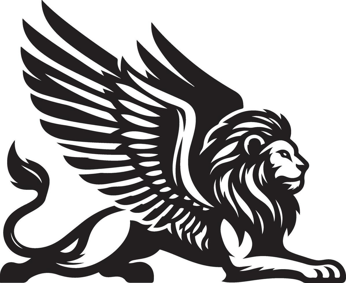 winged lion art illustration vector