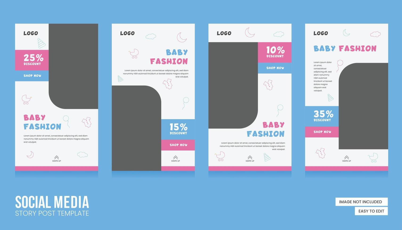 Baby shop social media stories post. Modern and creative baby shop story template. Abstract Minimalistic baby stories concept. EPS illustration vector