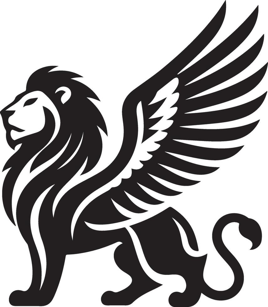 winged lion art illustration vector