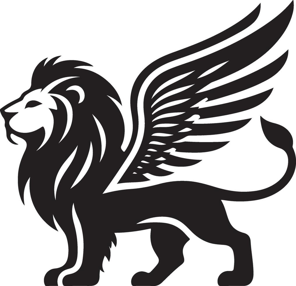 winged lion art illustration vector