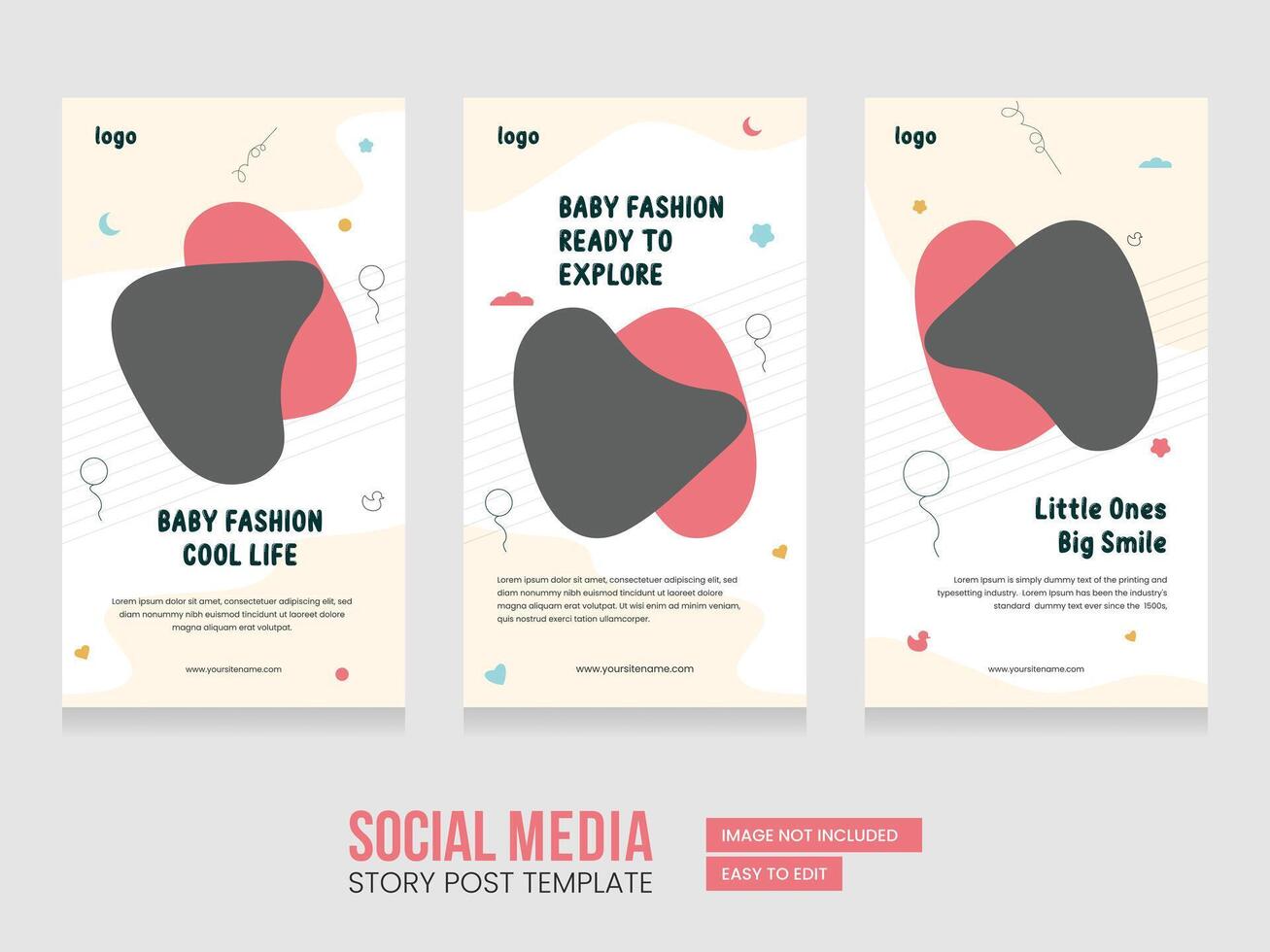 Baby shop social media stories post. Modern and creative baby shop story template. Abstract Minimalistic baby stories concept. EPS illustration. vector