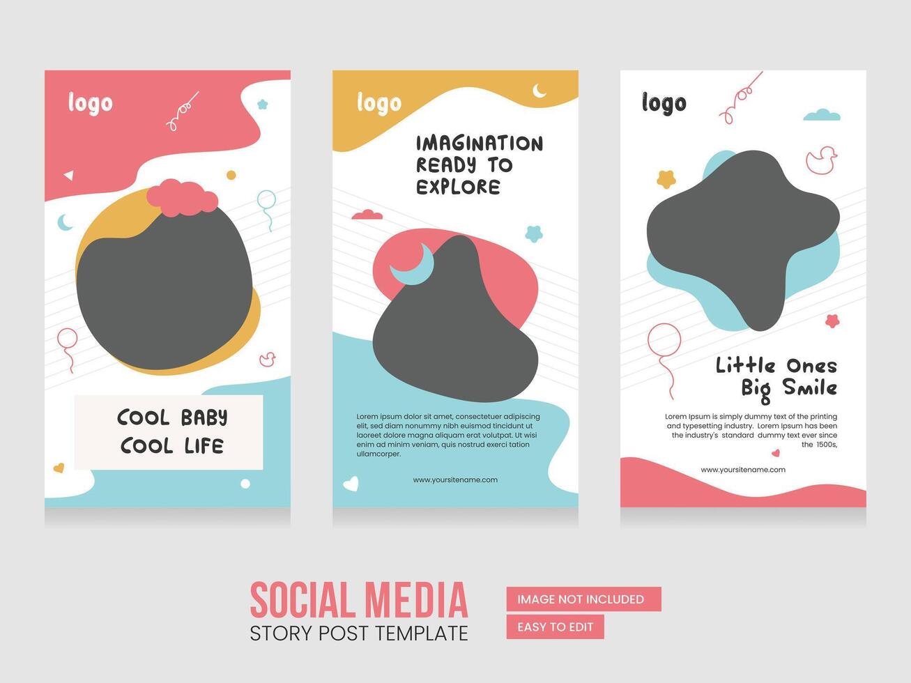 Baby shop social media stories post. Modern and creative baby shop story template. Abstract Minimalistic baby stories concept. EPS illustration. vector